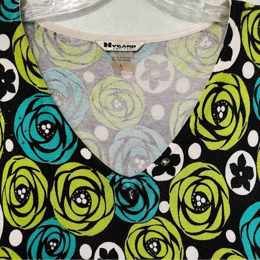 Nygard Floral Spring Lightweight Pullover V Neck Blouse | Women's Size Large - Picture 2 of 8